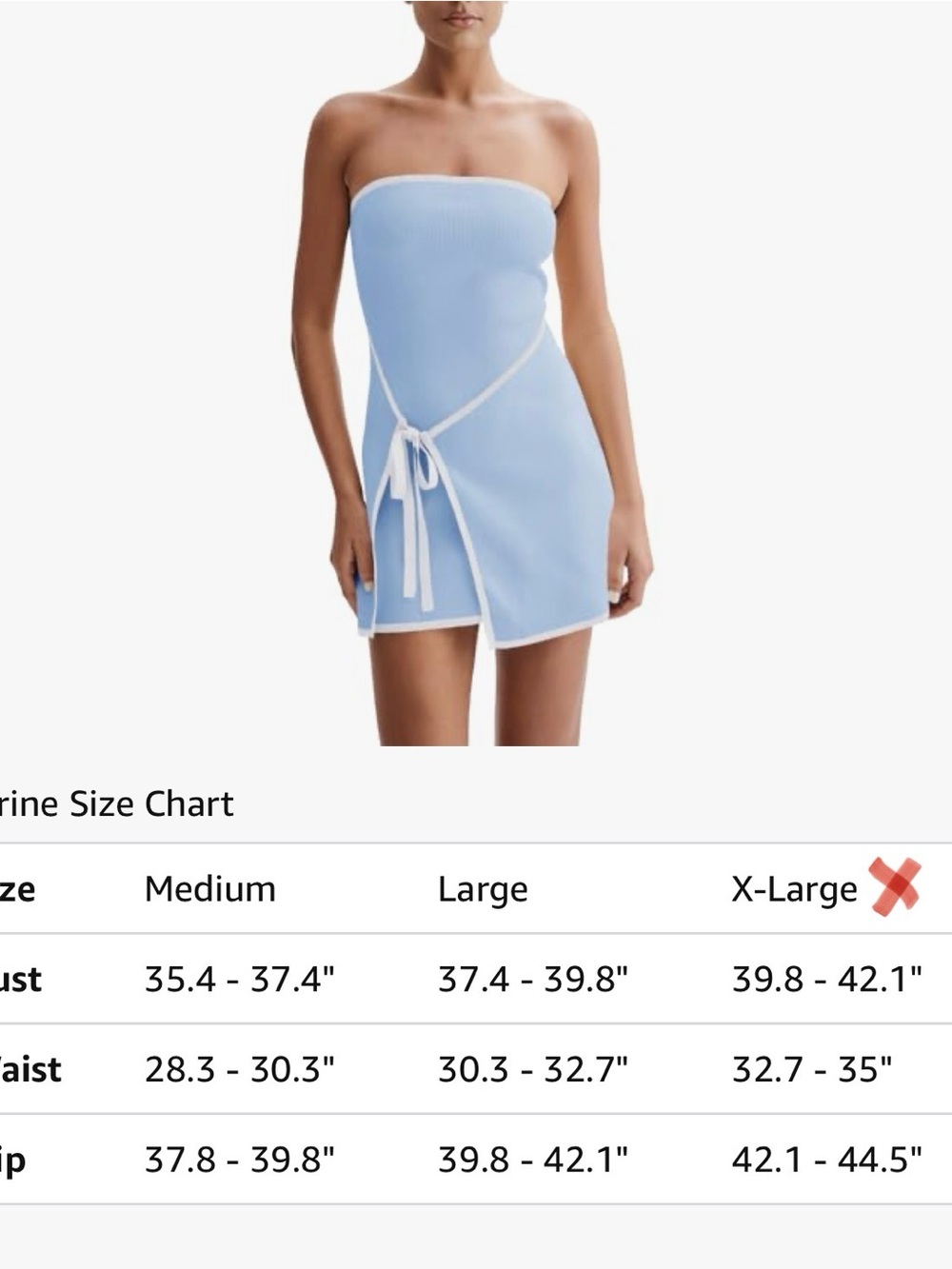Blue Strapless Tie Waist Dress